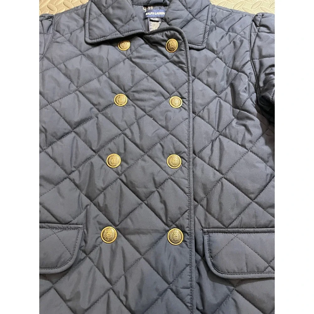 Ralph Lauren Girl's Blue Quilted Jacket‎ Winter Size XL peacoat double breasted